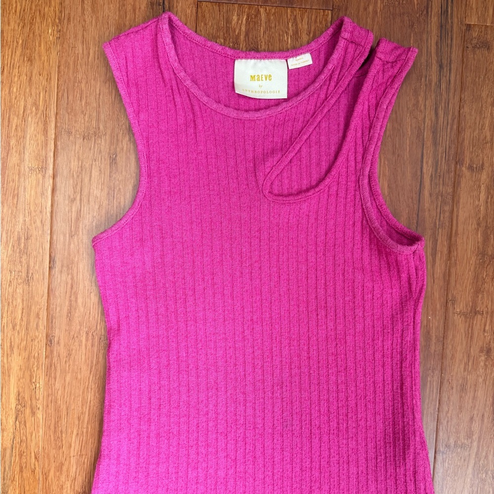 Anthropologie Maeve Ribbed Tank - Fuchsia Pink